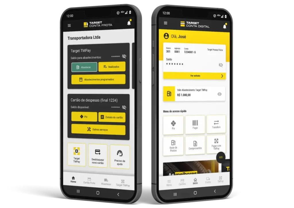 Aplicativos para quem roda o Brasil Target Conta Frota e Target Conta Digital